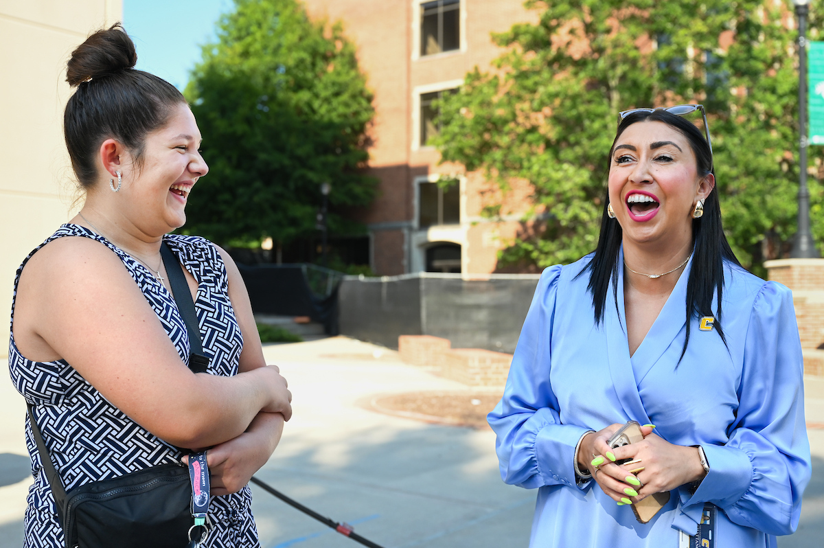 Addison Howard (left) and University High Principal Arielle Hayes. Photo by Angela Foster.