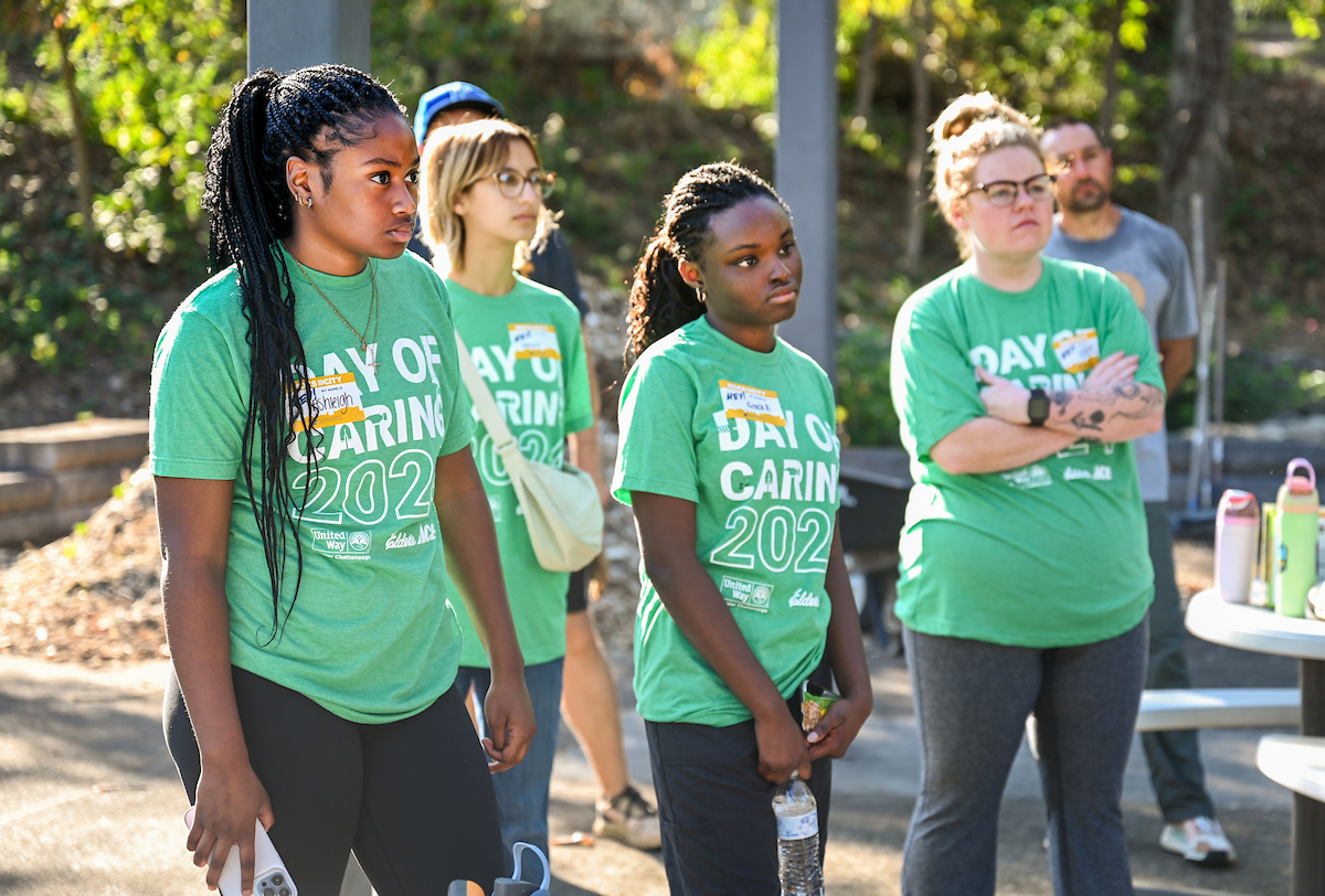 Students work Friday, Sept. 20, 2024 during Day of Service at Normal Park Upper School and the Chattanooga Foundation.