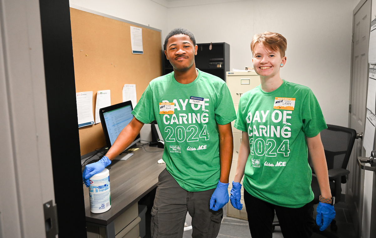Students work Friday, Sept. 20, 2024 during Day of Service at Normal Park Upper School and the Chattanooga Foundation.