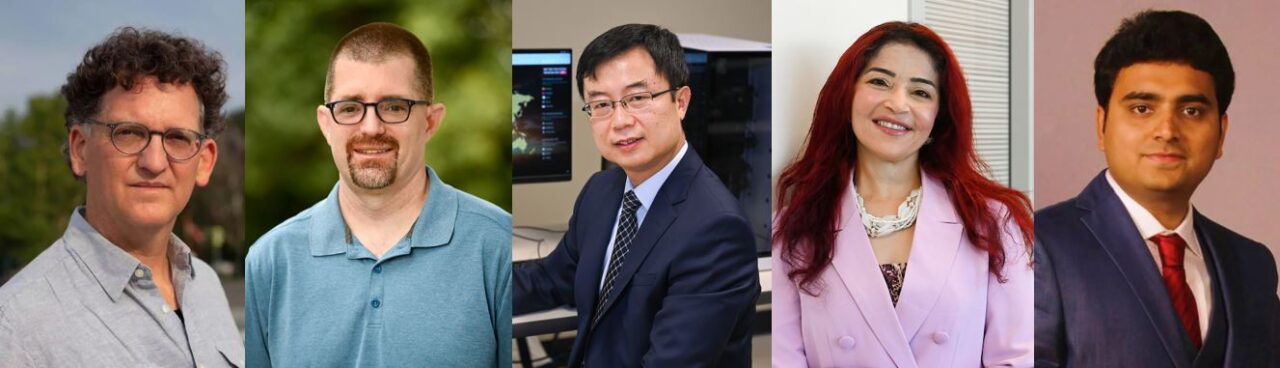 Guerry Professors (from left) John Swanson, Loren Hayes, Mengjun Xie, Nagwan Zahry and Rahul Bhosale