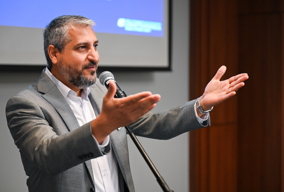 People gather for a ceremony to mark the Masters of Public Health program receiving accreditation Wednesday, Sept. 4, 2024 in the University Center.