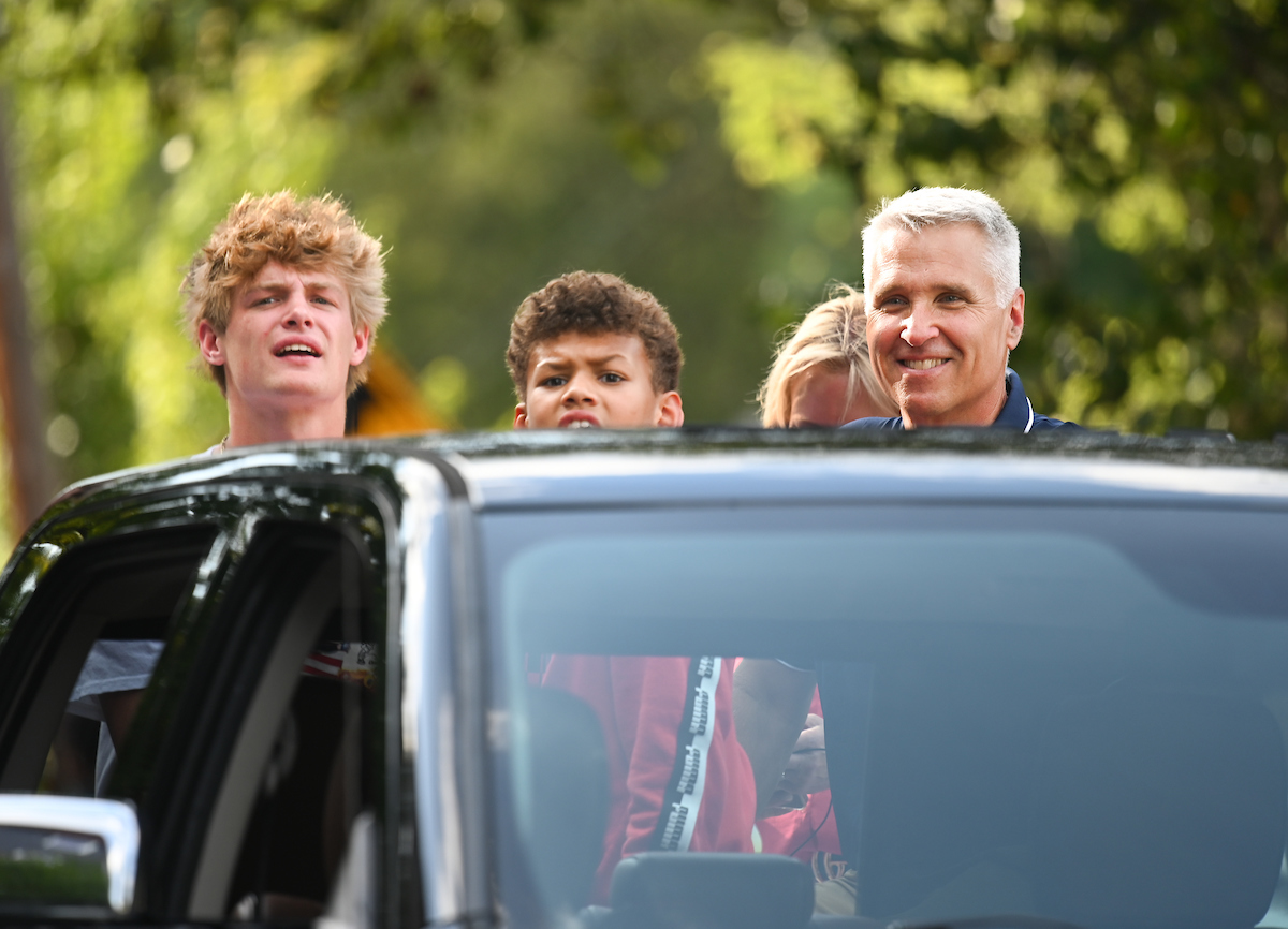 People watch a parade Tuesday, Sept. 3, 2024 to honor UTC student and Olympic Gold medalist Olivia Reeves.