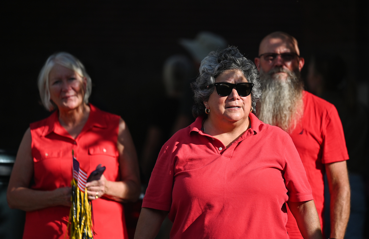 People watch a parade Tuesday, Sept. 3, 2024 to honor UTC student and Olympic Gold medalist Olivia Reeves.
