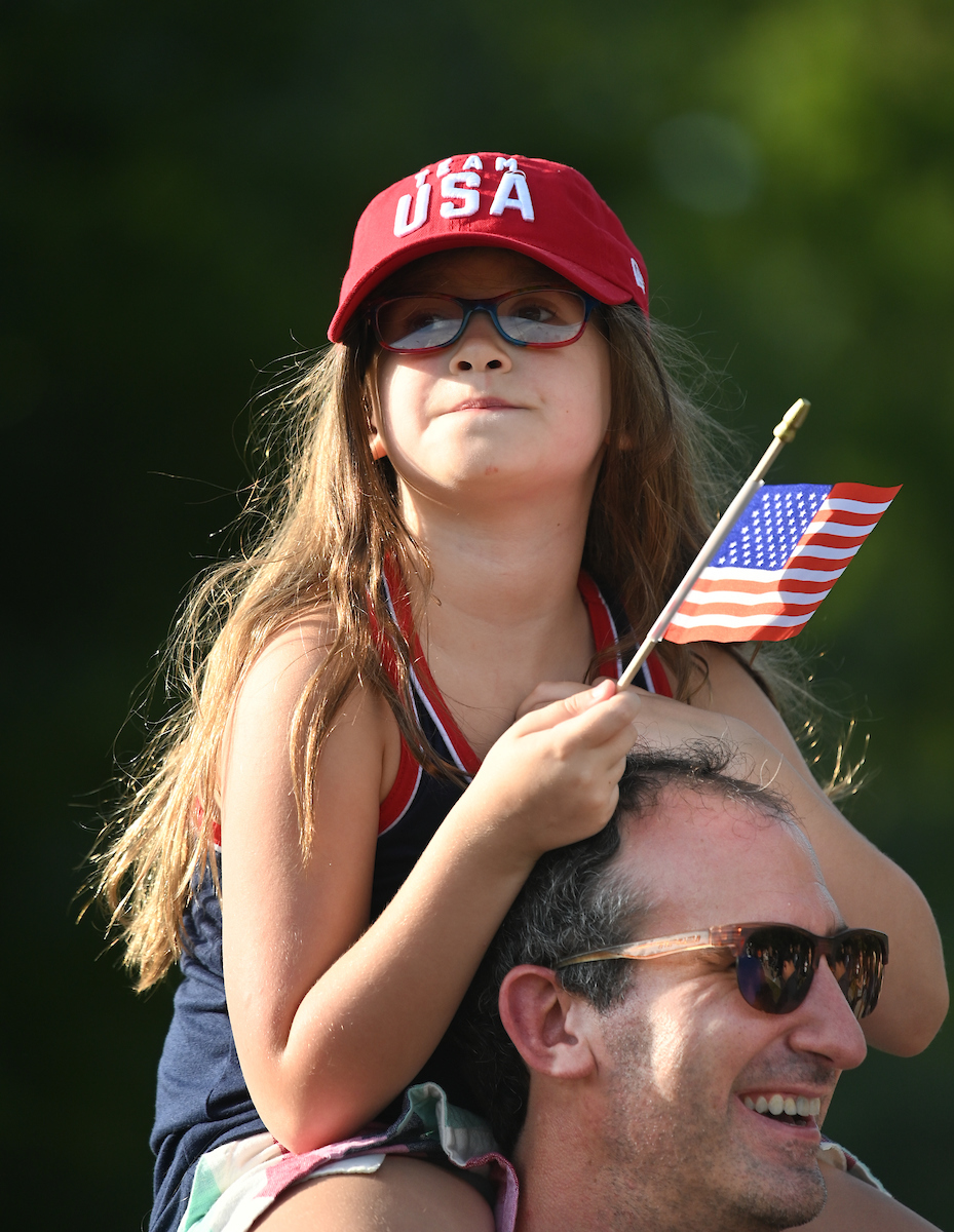 People watch a parade Tuesday, Sept. 3, 2024 to honor UTC student and Olympic Gold medalist Olivia Reeves.