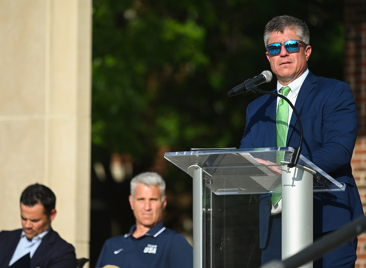 People watch a parade Tuesday, Sept. 3, 2024 to honor UTC student and Olympic Gold medalist Olivia Reeves.