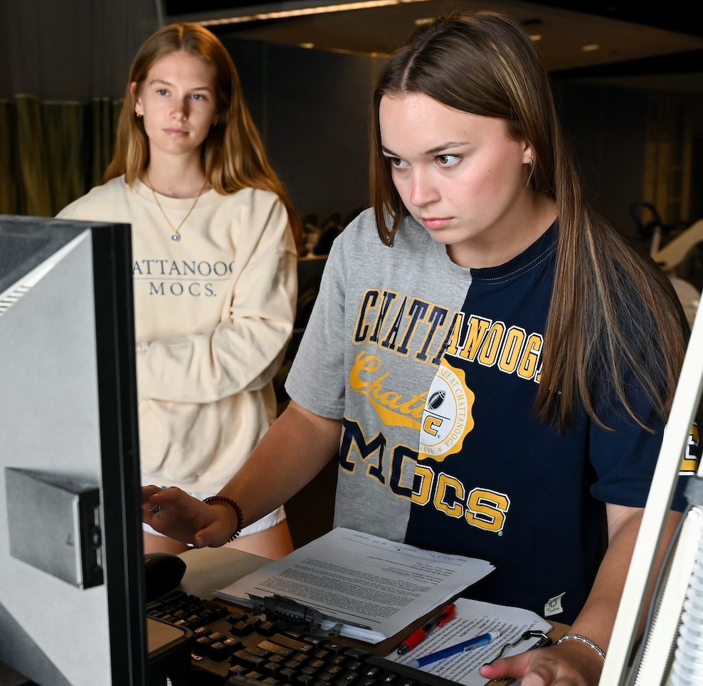 Exercise science major Emma Kate Rosenberger, left, and graduate student Carrie Walden.
