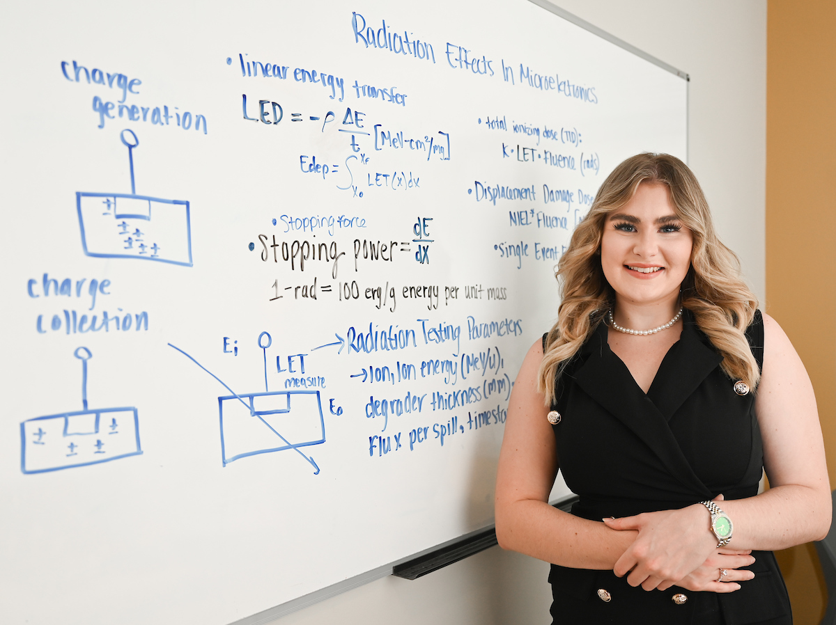 Alayna Grover was selected to go to NASA’s Space Radiation Laboratory in Long Island, New York, and took part in a summer Research Experience for Undergraduates at Indiana University. Photo by Angela Foster.