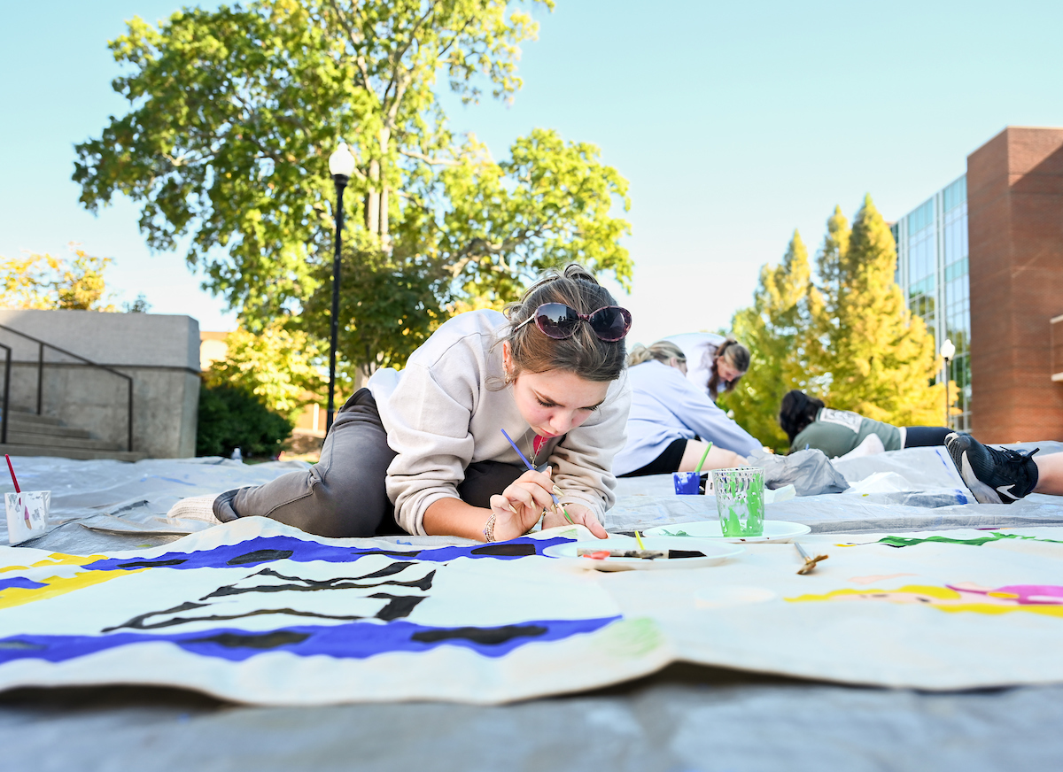 Homecoming Banner painting, Sunday, Oct. 20th, 2024 on Vine Street.