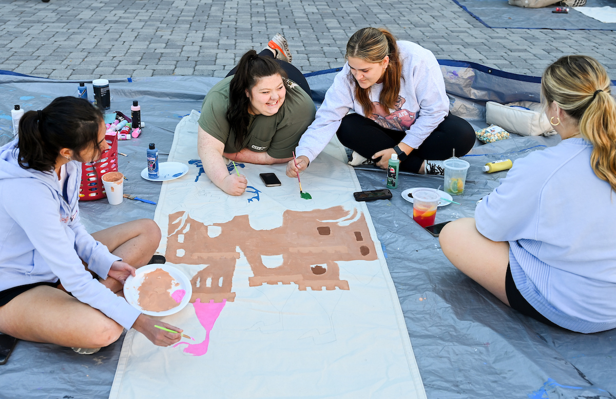 Homecoming Banner painting, Sunday, Oct. 20th, 2024 on Vine Street.