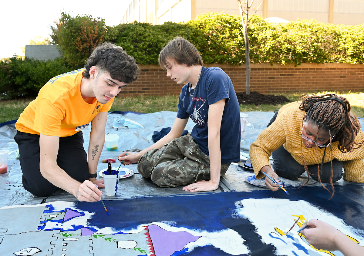 Homecoming Banner painting, Sunday, Oct. 20th, 2024 on Vine Street.