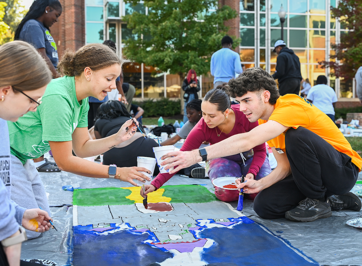 Homecoming Banner painting, Sunday, Oct. 20th, 2024 on Vine Street.