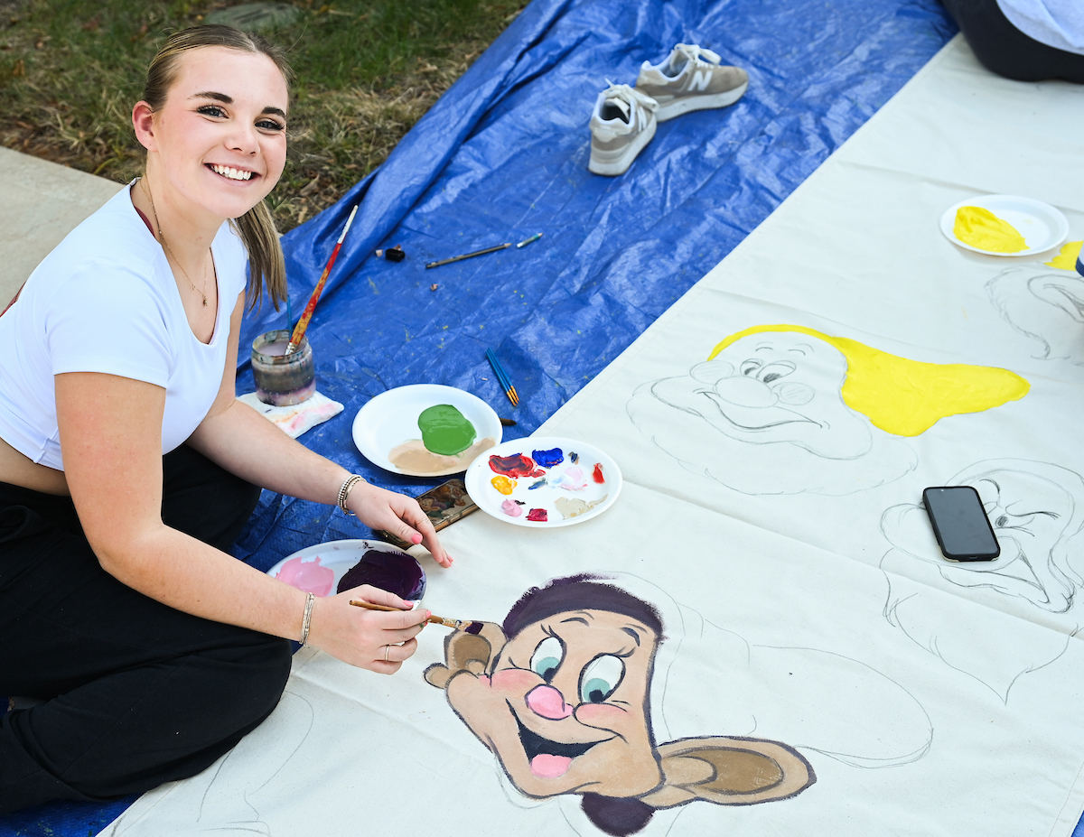Homecoming Banner painting, Sunday, Oct. 20th, 2024 on Vine Street.