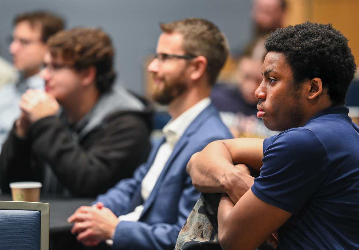 Charlie Brock, CEO of the Chattanooga Quantum Collaborative, speaks Thursday, Oct. 31, 2024 in the Tennessee Room at the University of Tennessee at Chattanooga
