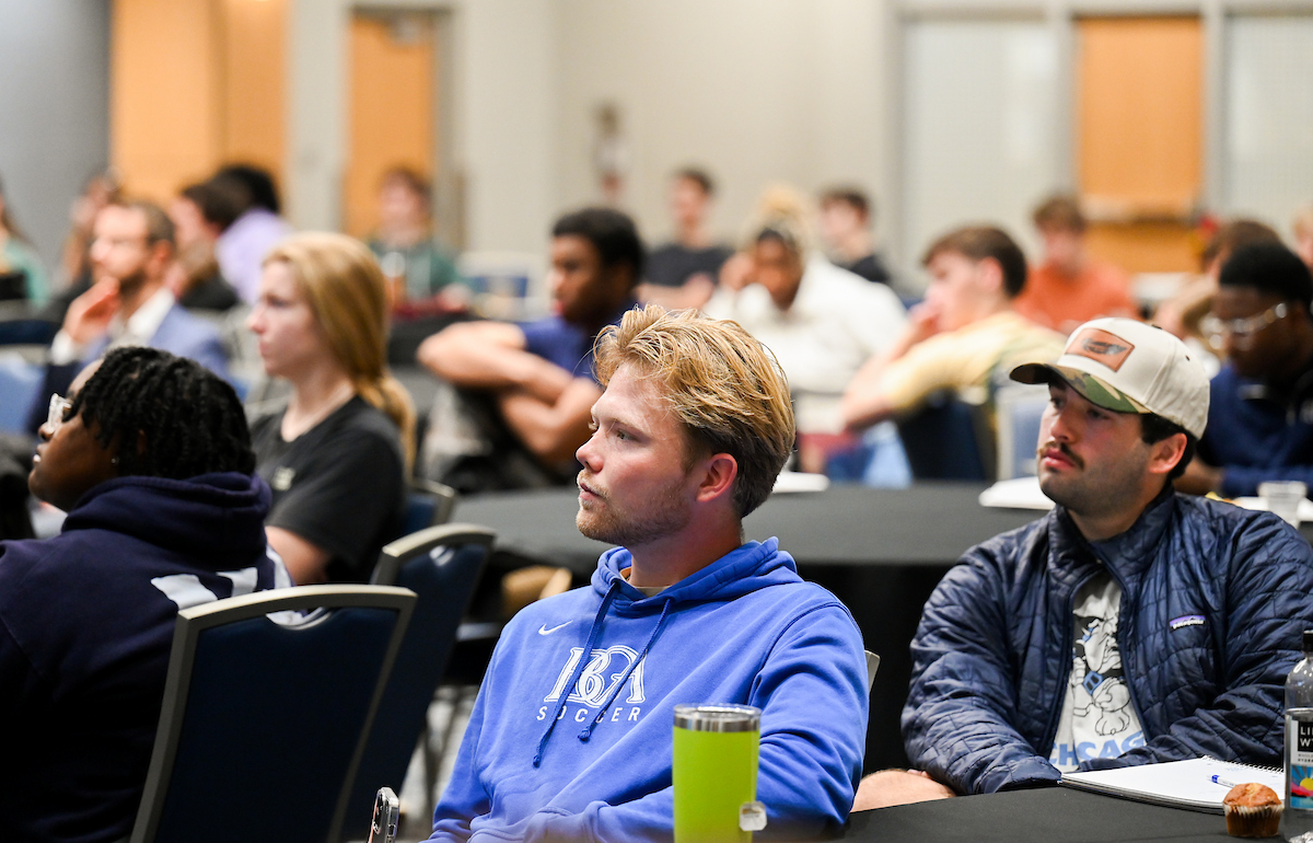 Charlie Brock, CEO of the Chattanooga Quantum Collaborative, speaks Thursday, Oct. 31, 2024 in the Tennessee Room at the University of Tennessee at Chattanooga