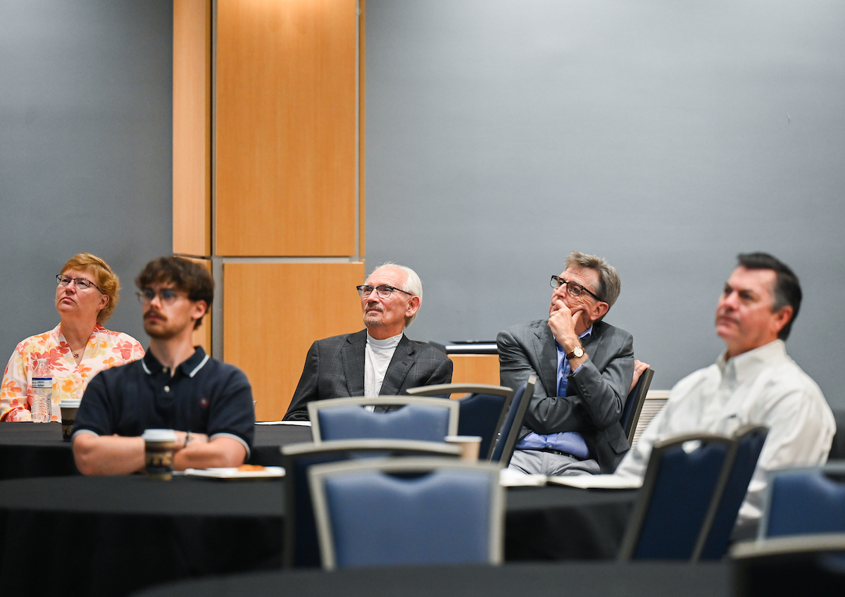 Charlie Brock, CEO of the Chattanooga Quantum Collaborative, speaks Thursday, Oct. 31, 2024 in the Tennessee Room at the University of Tennessee at Chattanooga