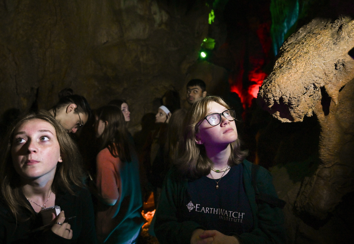 Students in Dr. Amy Brock-Hon's first-year experience course in geology, "MOCS Explore Chattanooga," recently toured Raccoon Mountain Caverns.