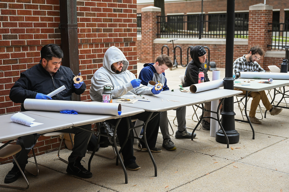 The Rocket Mocs work Friday, Nov. 15, 2024 outside of the Engineering and Computer Science building.