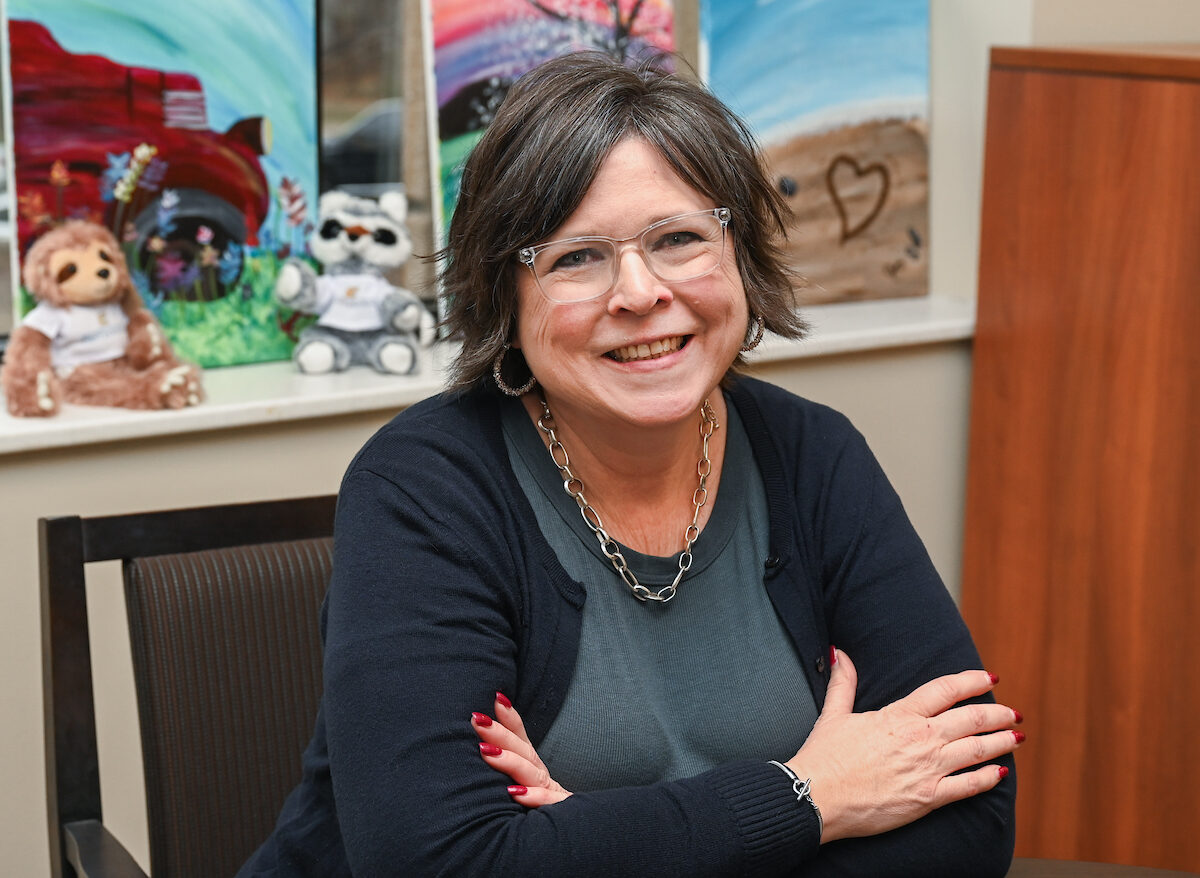 Jana Cox encourages students to drop by her office in the University Center. Photo by Angela Foster.