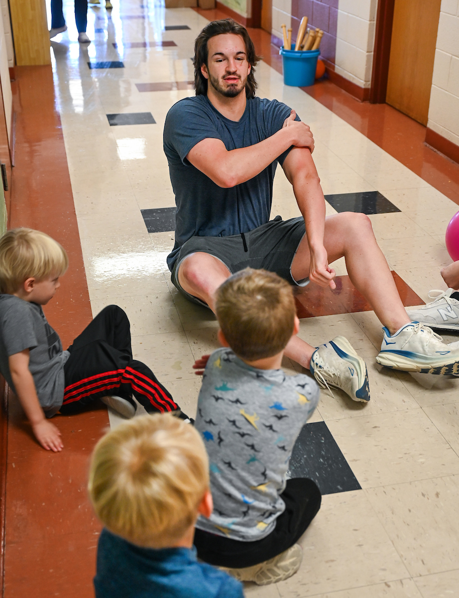 Jamie Harvey’s Physical Education in the Elementary School students work with children Wednesday, Nov. 13, 2024 at the UTC Children’s Center.