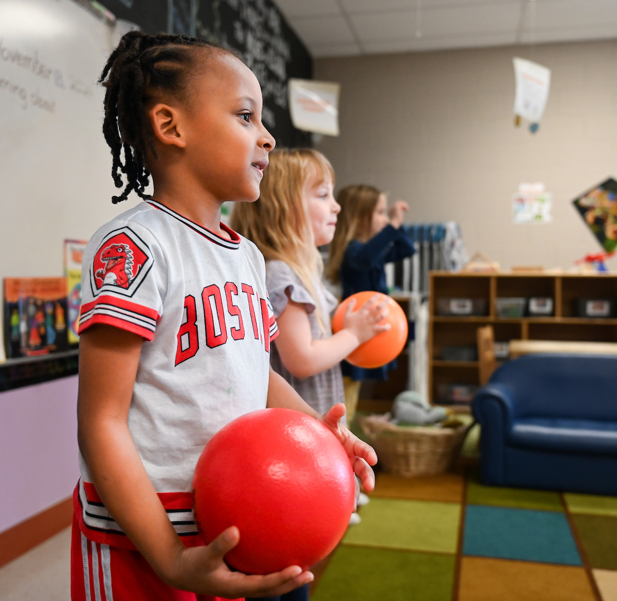 Jamie Harvey’s Physical Education in the Elementary School students work with children Wednesday, Nov. 13, 2024 at the UTC Children’s Center.
