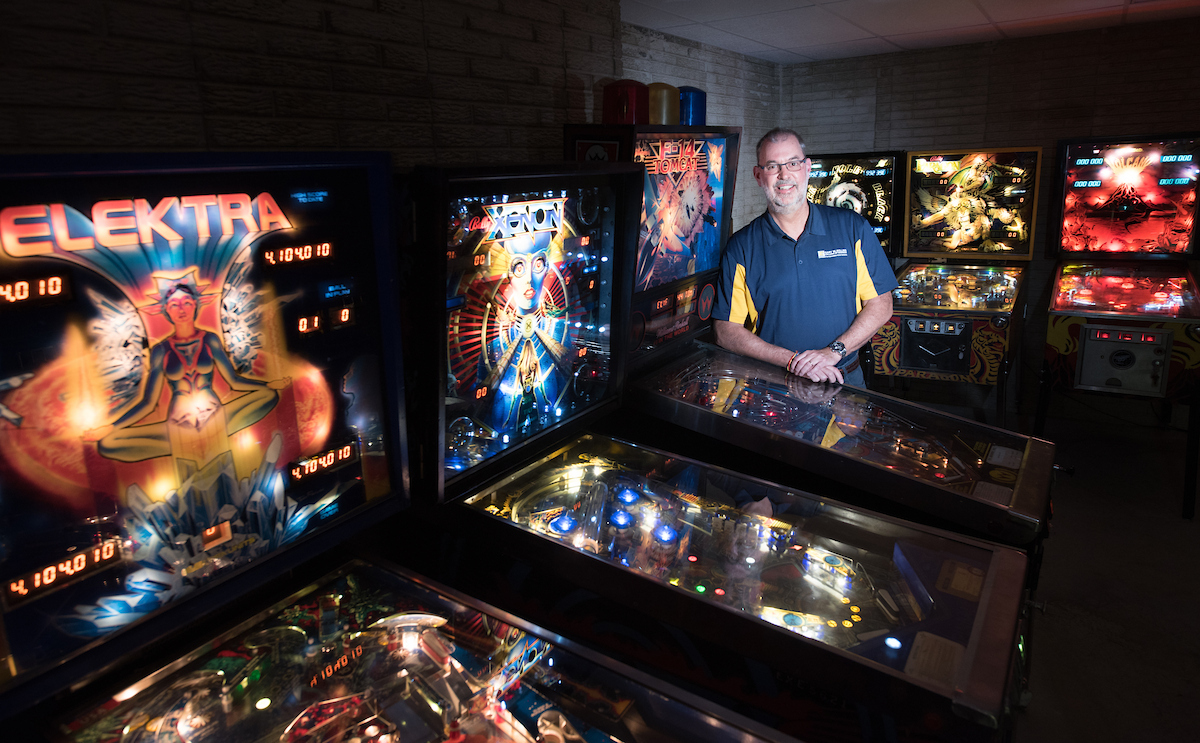 Dr. Robert Dooley and his pinball machines.