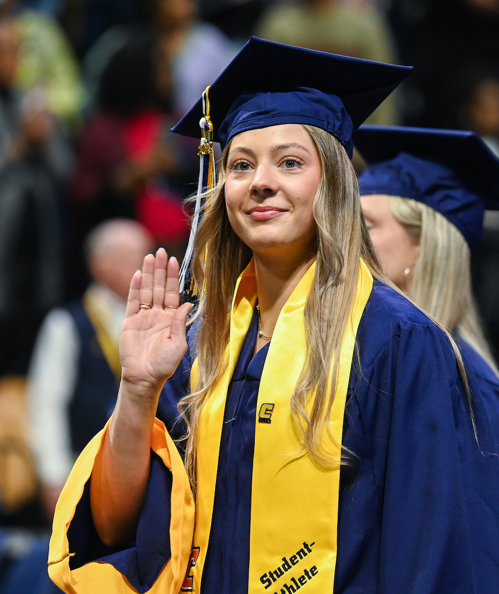 University of Tennessee at Chattanooga students participate in the undergraduate school graduation, Saturday, Dec. 14, 2024 in McKenzie Arena
