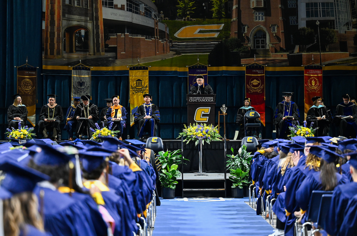 University of Tennessee at Chattanooga students participate in the undergraduate school graduation, Saturday, Dec. 14, 2024 in McKenzie Arena