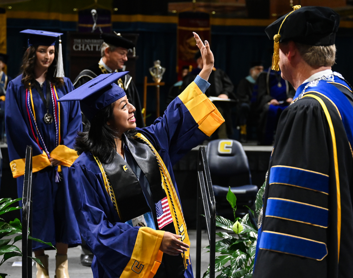 University of Tennessee at Chattanooga students participate in the undergraduate school graduation, Saturday, Dec. 14, 2024 in McKenzie Arena