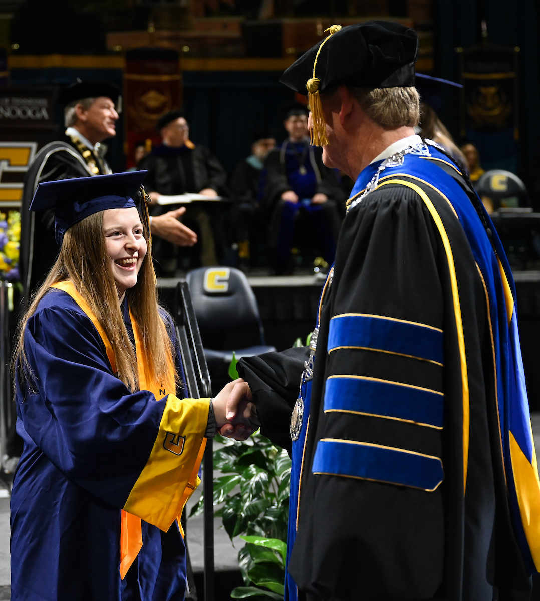 University of Tennessee at Chattanooga students participate in the undergraduate school graduation, Saturday, Dec. 14, 2024 in McKenzie Arena