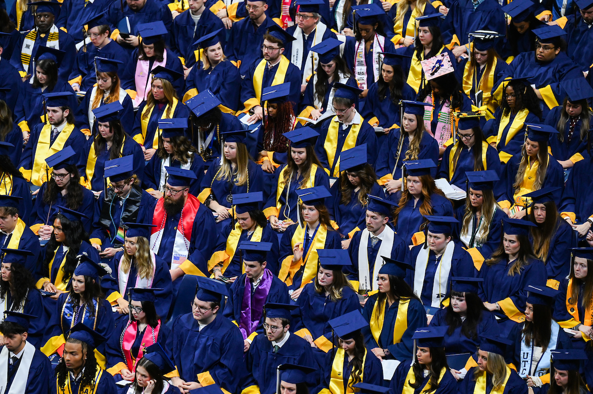 University of Tennessee at Chattanooga students participate in the undergraduate school graduation, Saturday, Dec. 14, 2024 in McKenzie Arena
