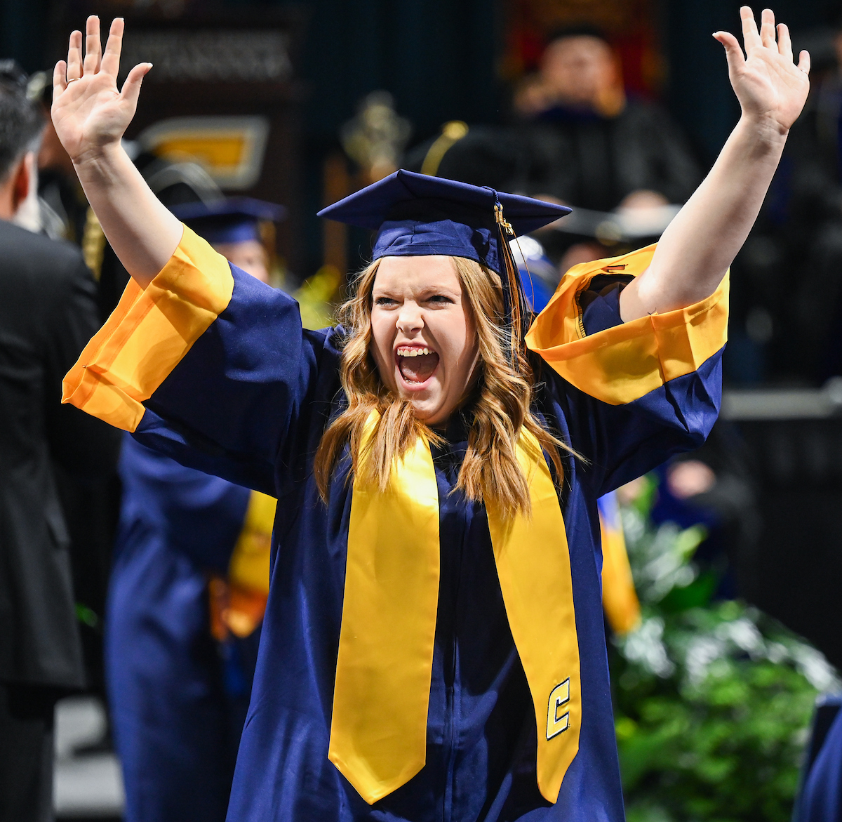 University of Tennessee at Chattanooga students participate in the undergraduate school graduation, Saturday, Dec. 14, 2024 in McKenzie Arena