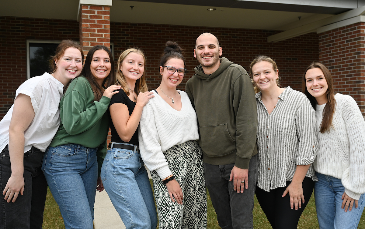 Nursing AHEAD cohort (from left) Claire Schofield, Abby Walsh, Chloe Bridge, Lauren Roberts, Evan Exum, Delaney Rankin and Taylor Dalton.