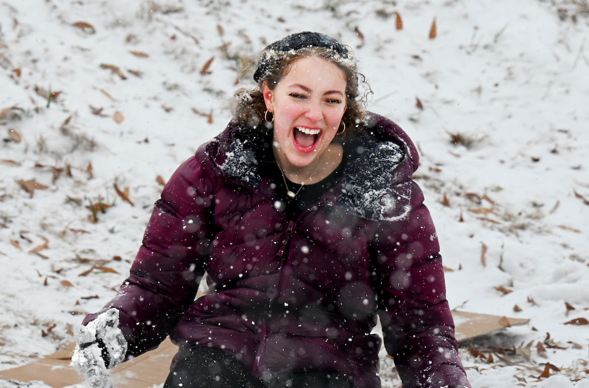 Students play in the snow Friday, Jan. 10, 2025.