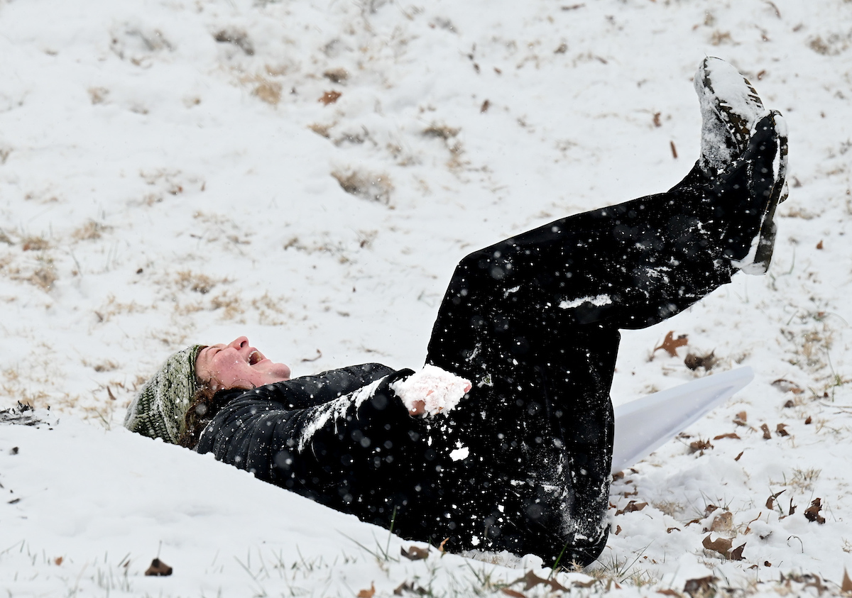 Students play in the snow Friday, Jan. 10, 2025.