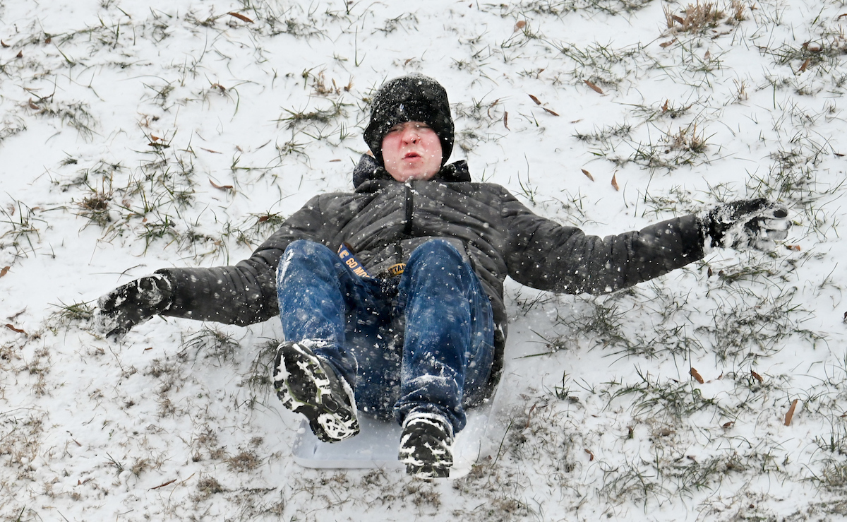 Students play in the snow Friday, Jan. 10, 2025.