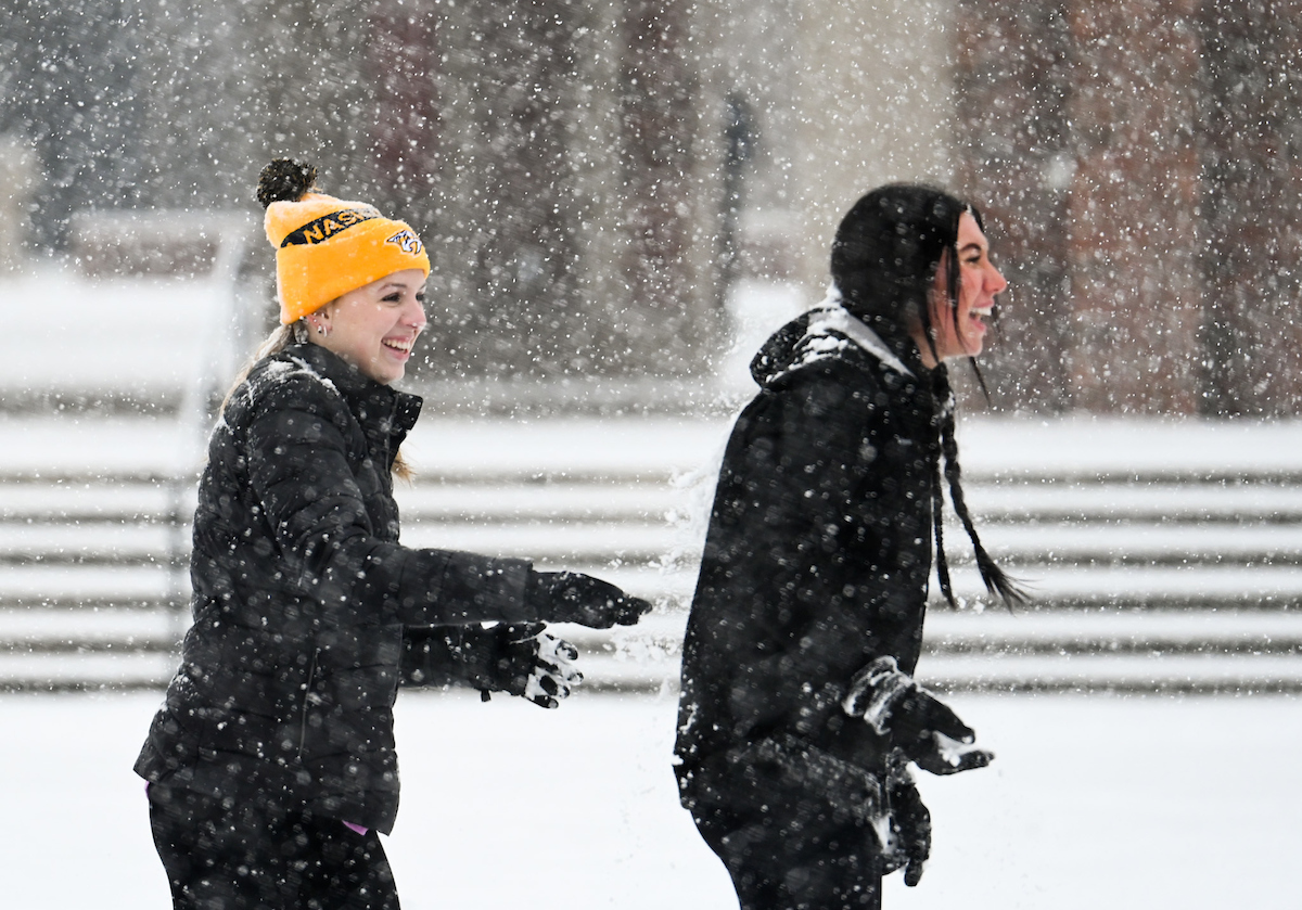 Students play in the snow Friday, Jan. 10, 2025.