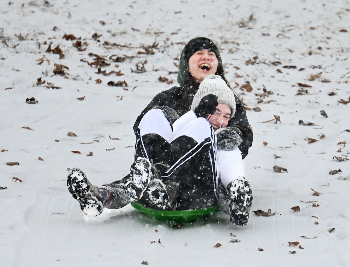 Students play in the snow Friday, Jan. 10, 2025.