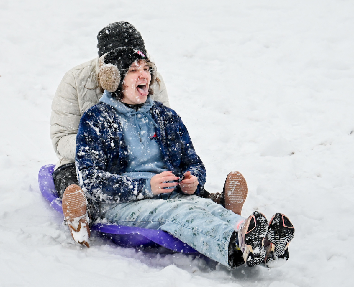 Students play in the snow Friday, Jan. 10, 2025.