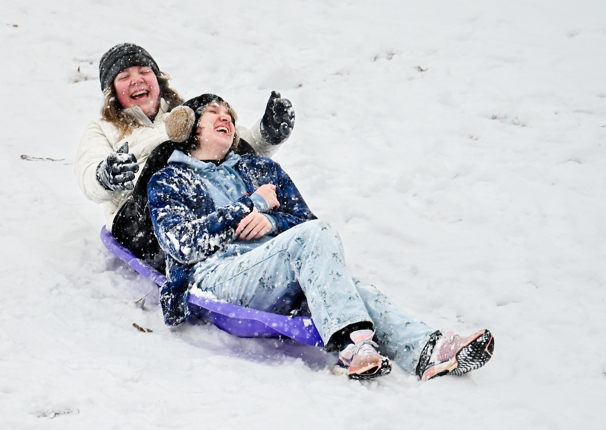 Students play in the snow Friday, Jan. 10, 2025.