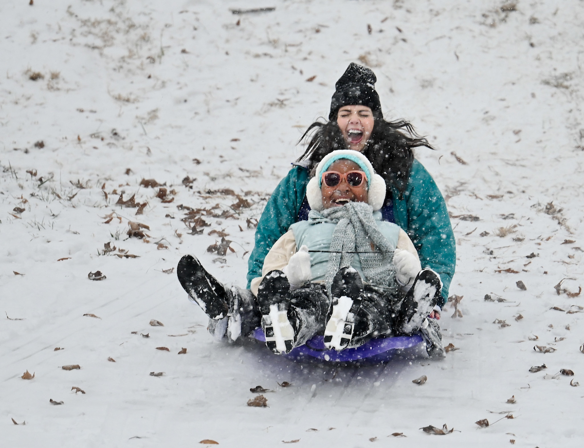 Students play in the snow Friday, Jan. 10, 2025.