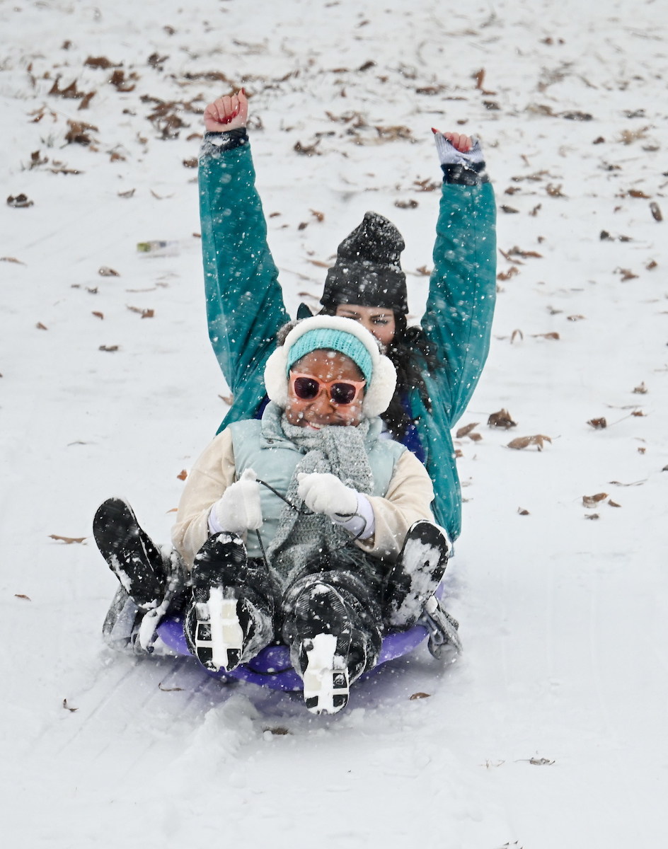 Students play in the snow Friday, Jan. 10, 2025.