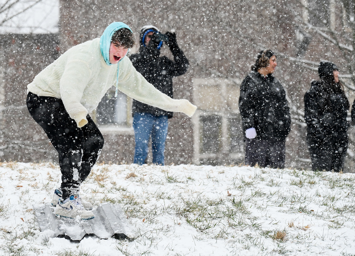 Students play in the snow Friday, Jan. 10, 2025.