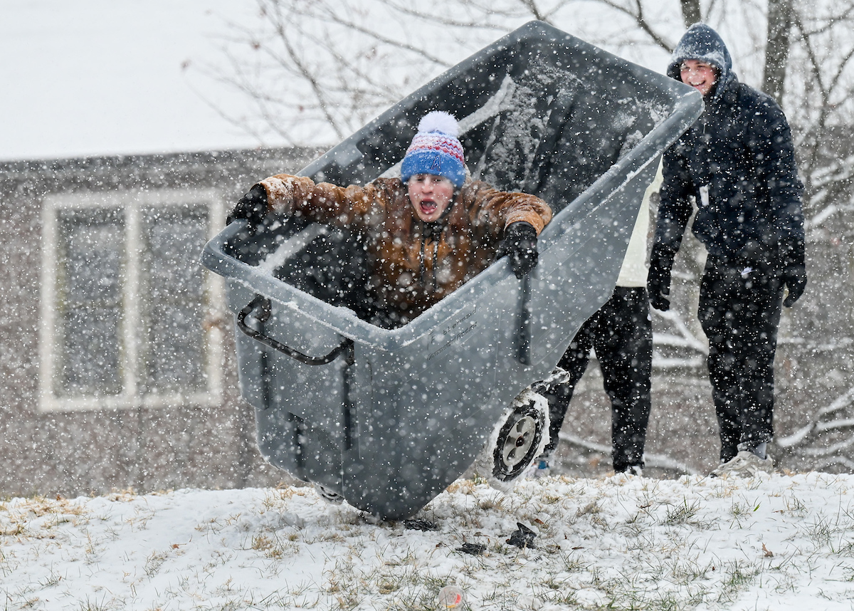 Students play in the snow Friday, Jan. 10, 2025.