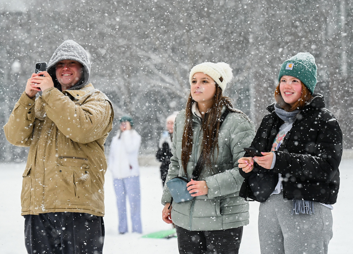 Students play in the snow Friday, Jan. 10, 2025.