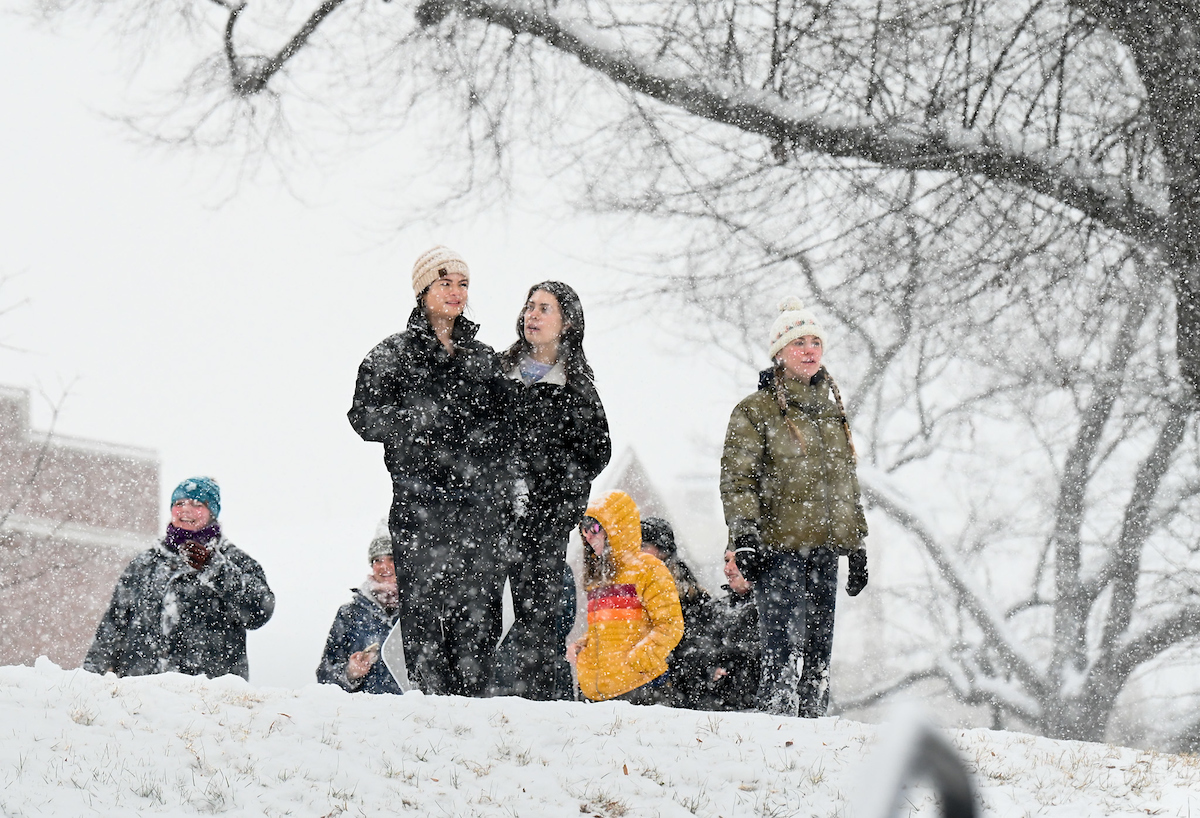 Students play in the snow Friday, Jan. 10, 2025.