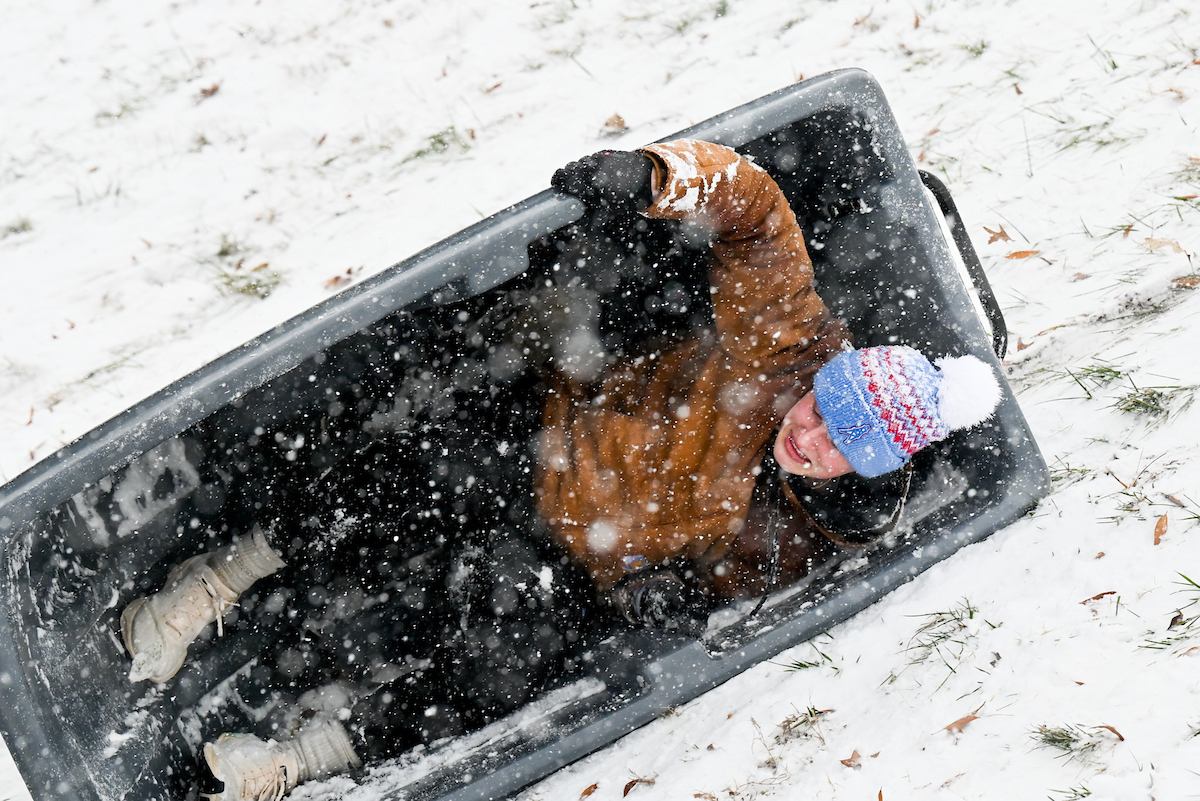 Students play in the snow Friday, Jan. 10, 2025.