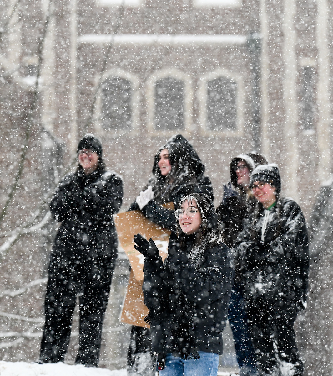 Students play in the snow Friday, Jan. 10, 2025.
