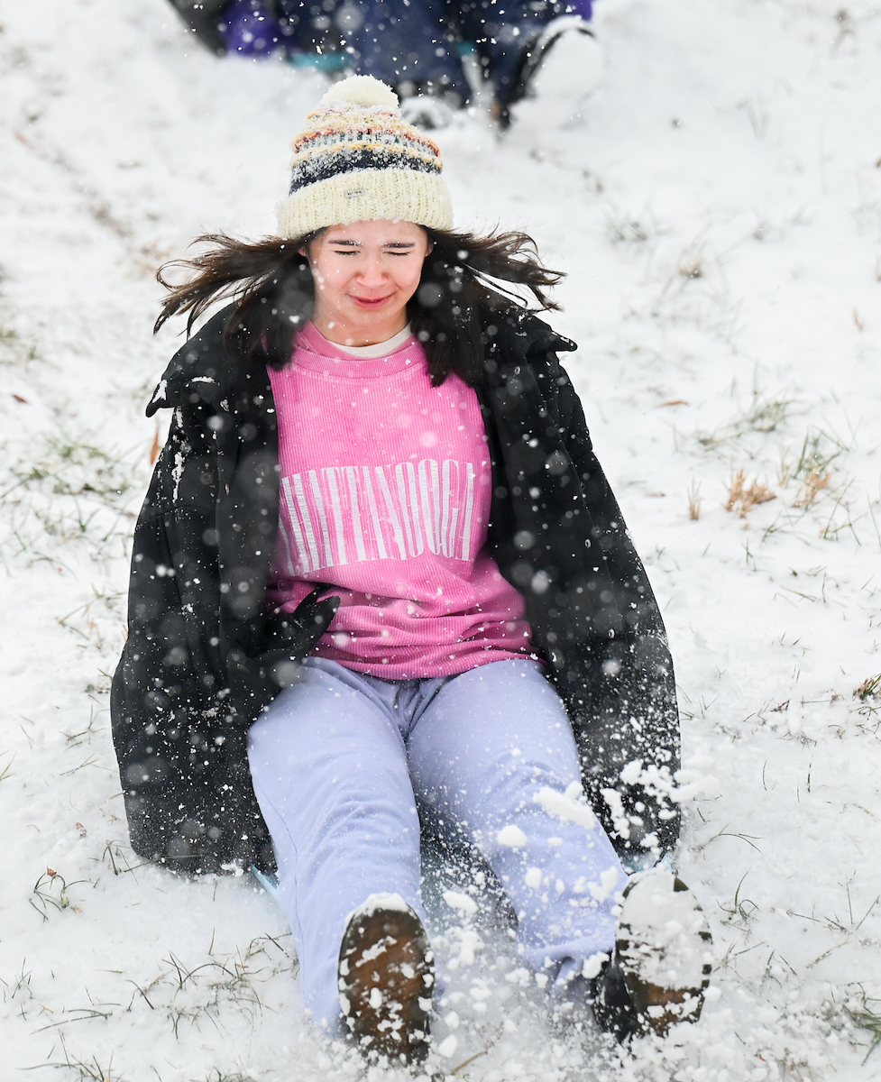 Students play in the snow Friday, Jan. 10, 2025.