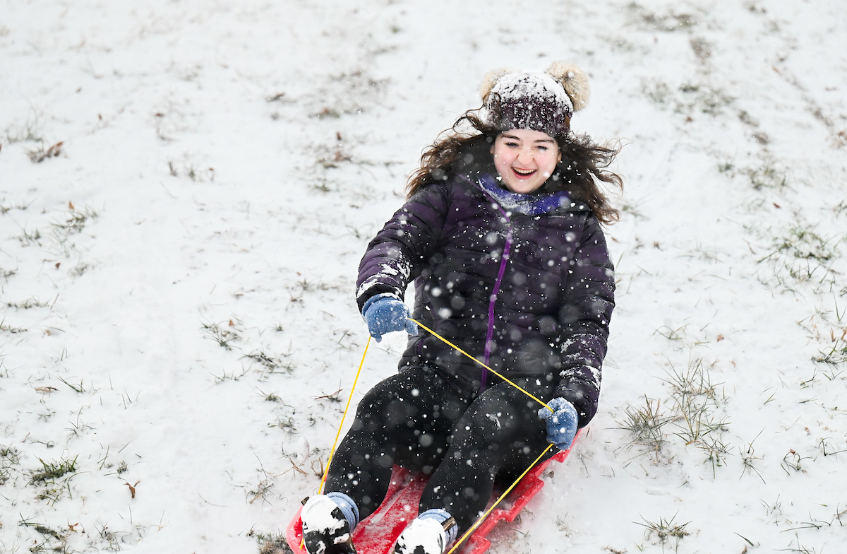 Students play in the snow Friday, Jan. 10, 2025.