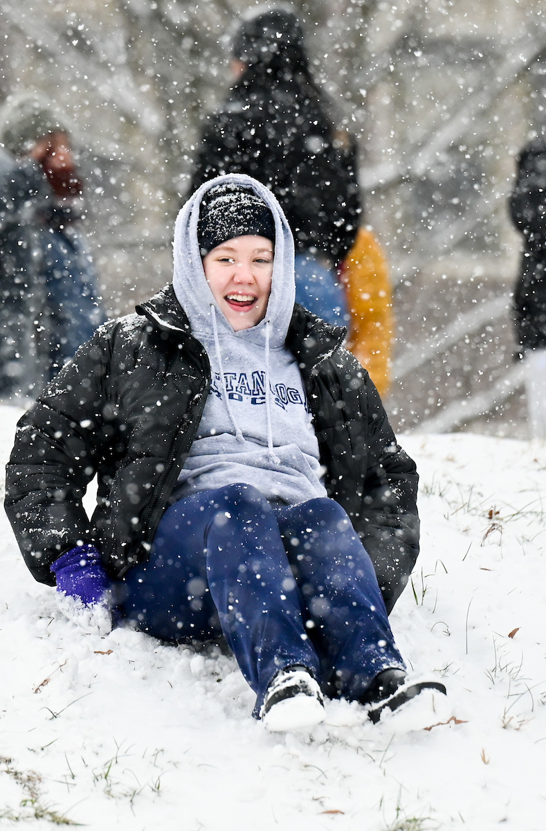 Students play in the snow Friday, Jan. 10, 2025.